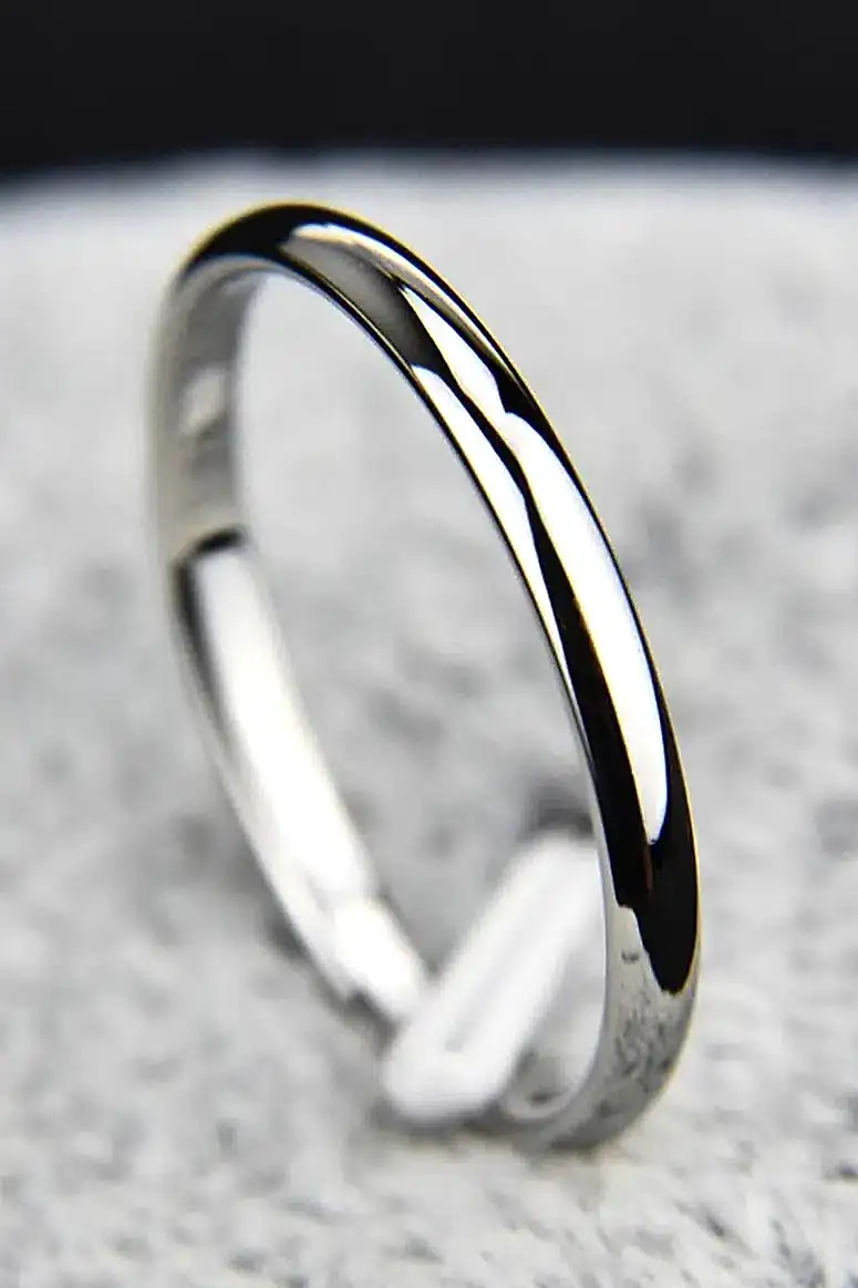 2mm Süper İnce Bombeli Parlak Erkek Kadın Çelik Alyans Yüzük cl26 - Beyaz