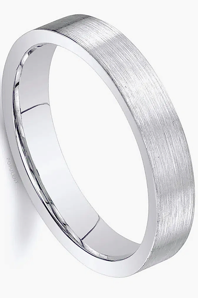 4mm Mat Düz Model Unisex Kadın Erkek Çelik Alyans Yüzük cl35 - Beyaz