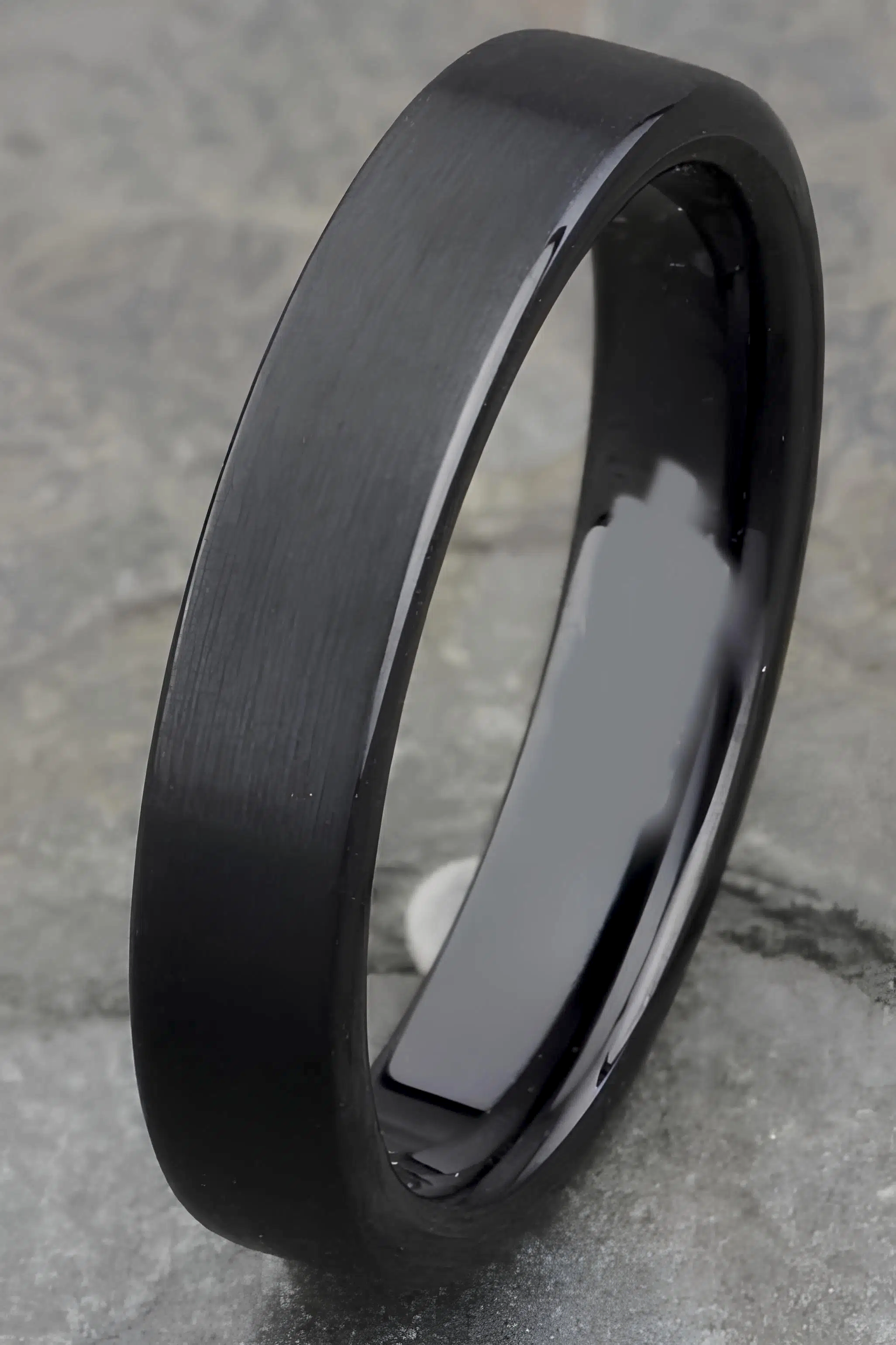 4mm Mat Düz Model Unisex Kadın Erkek Çelik Alyans Yüzük cl35 - Siyah