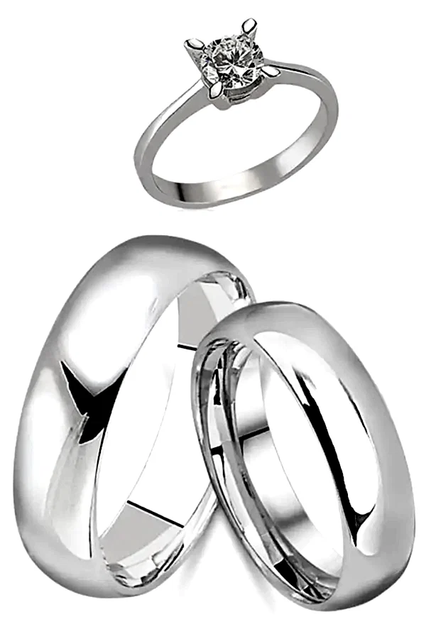 6 mm Bombeli Gümüş Çift Alyans Söz Yüzüğü Tektaş Hediye wr20