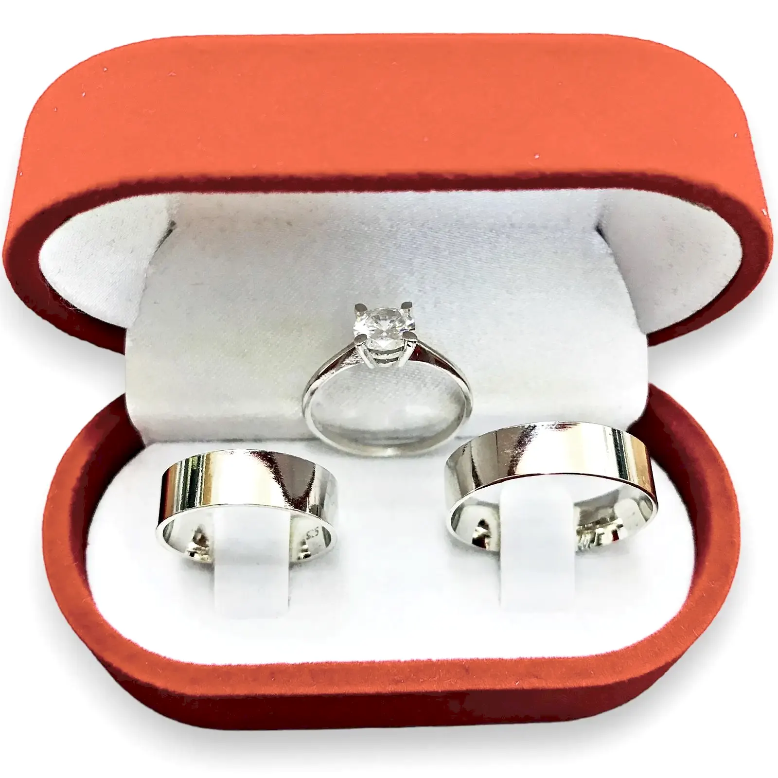 Parlak Düz Sade Gümüş Çift Alyans Yüzük Tektaş Hediye al38