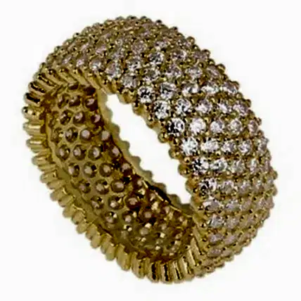 Beş Sıra Tamtur Taşlı Bayan Gümüş Yüzük Alyans tgy09 - Sarı