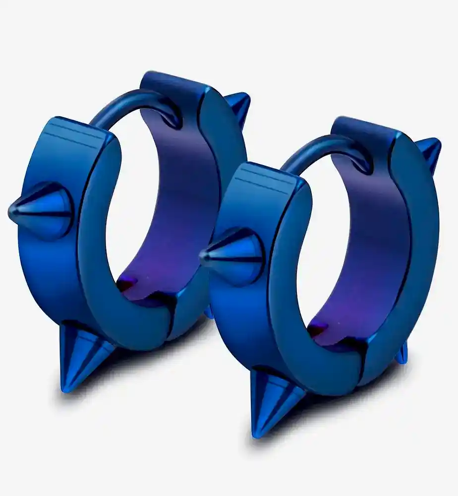 Çivili Spike Punk Unisex Çelik Küpe Çifti 3mm mse3 - Mavi