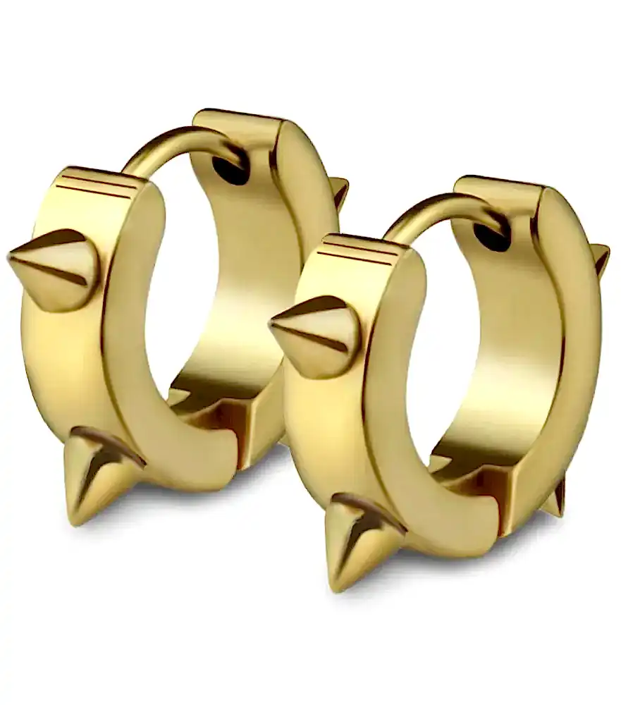 Çivili Spike Punk Unisex Çelik Küpe Çifti 3mm mse3 - Sarı