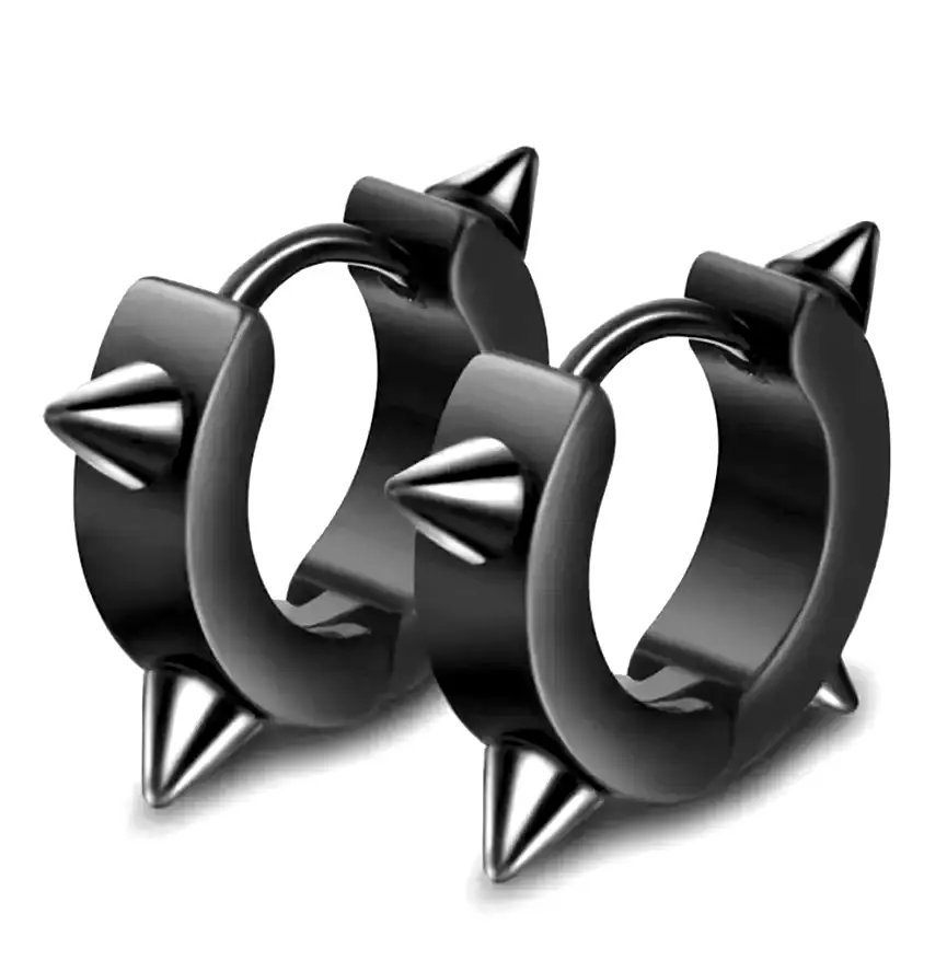 Çivili Spike Punk Unisex Çelik Küpe Çifti 3mm mse3 - Siyah