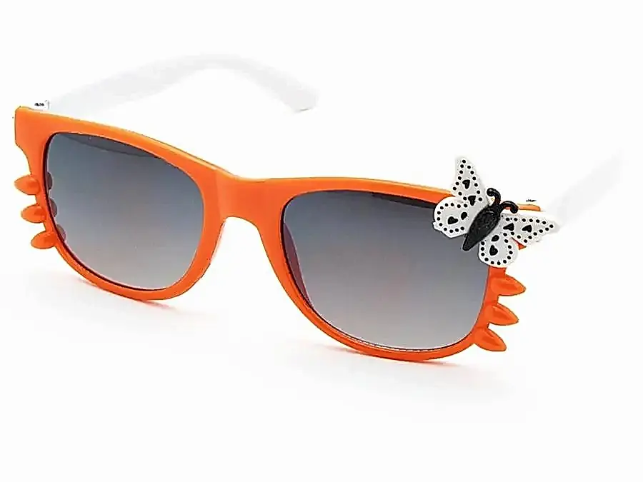 Extoll Renkli Kız Çocuk Güneş Gözlüğü Kelebekli ex253 - Ç-Turuncu / S-Beyaz