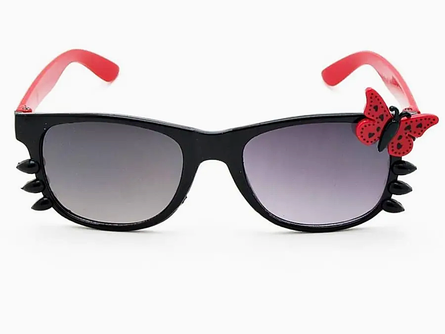 Extoll Renkli Kız Çocuk Güneş Gözlüğü Kelebekli ex253 - Ç-Siyah / S-Kırmızı