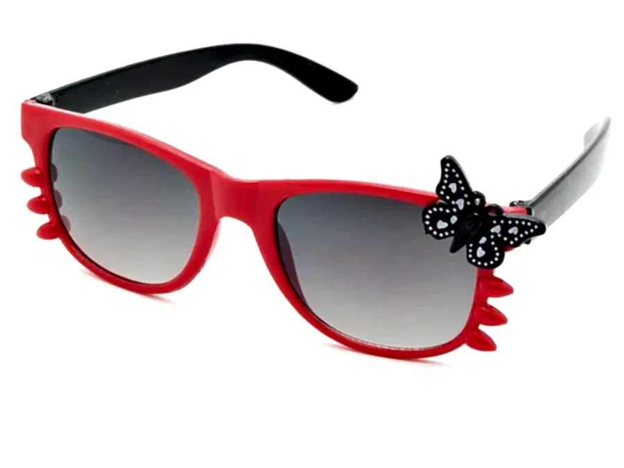 Extoll Renkli Kız Çocuk Güneş Gözlüğü Kelebekli ex253 - Ç-Kırmızı / S-Siyah