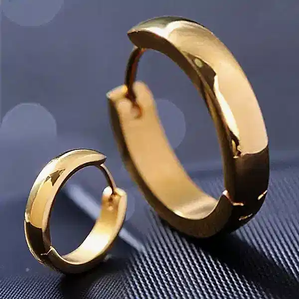 İnce 2,5mm Bombeli Halka Kadın Erkek Çelik Küpe Çifti 2 Adet mse6 - Sarı