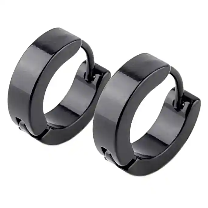 İnce Düz Halka Parlak Bayan Erkek Çelik Küpe Çifti 3mm mse8-2 - Siyah