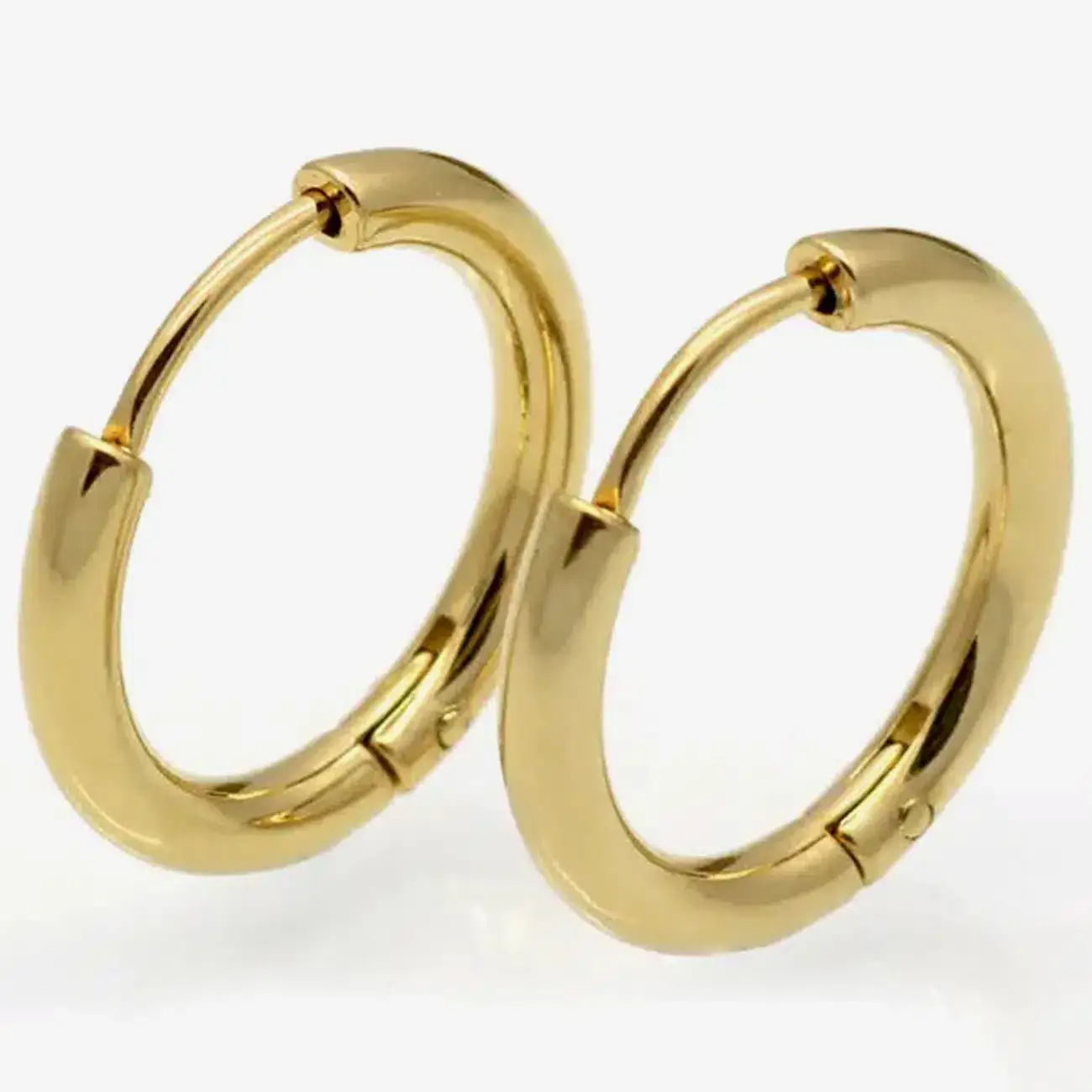 İnce Halka Unisex Erkek Kadın Paslanmaz Çelik Küpe Çifti 2 Adet mse5 - Sarı