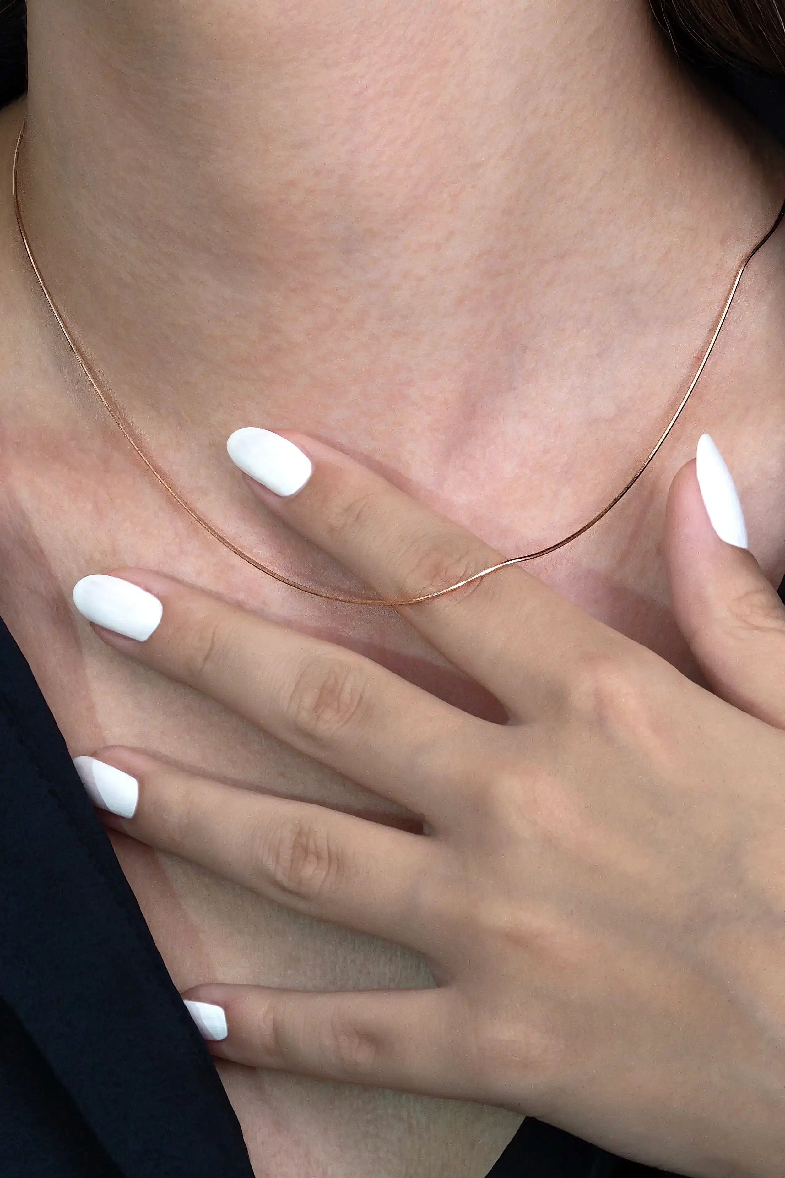 İnce Yılan Snake Unisex Gümüş Kolye Zincir Chain 50cm 2,5gr msn20 - Pembe