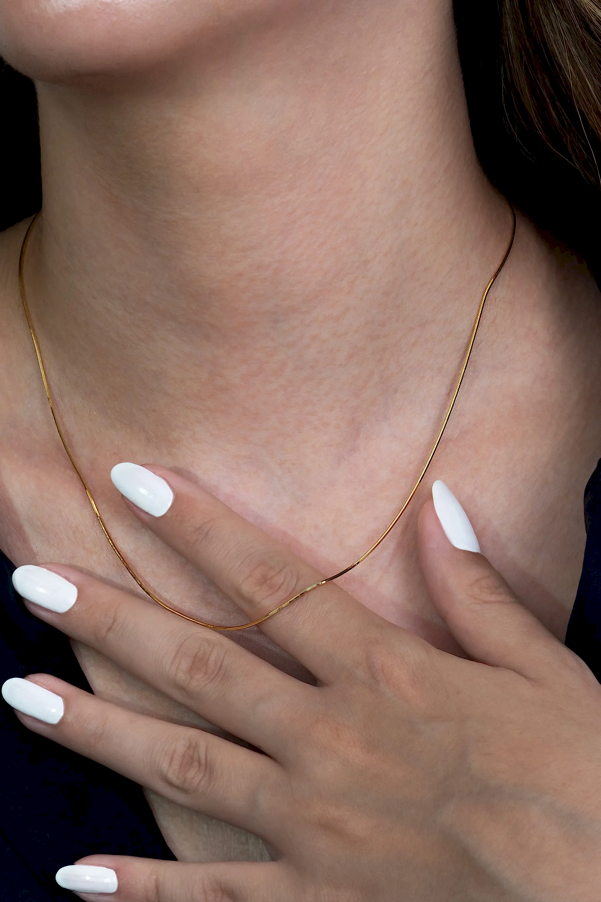 İnce Yılan Snake Unisex Gümüş Kolye Zincir Chain 50cm 2,5gr msn20 - Sarı