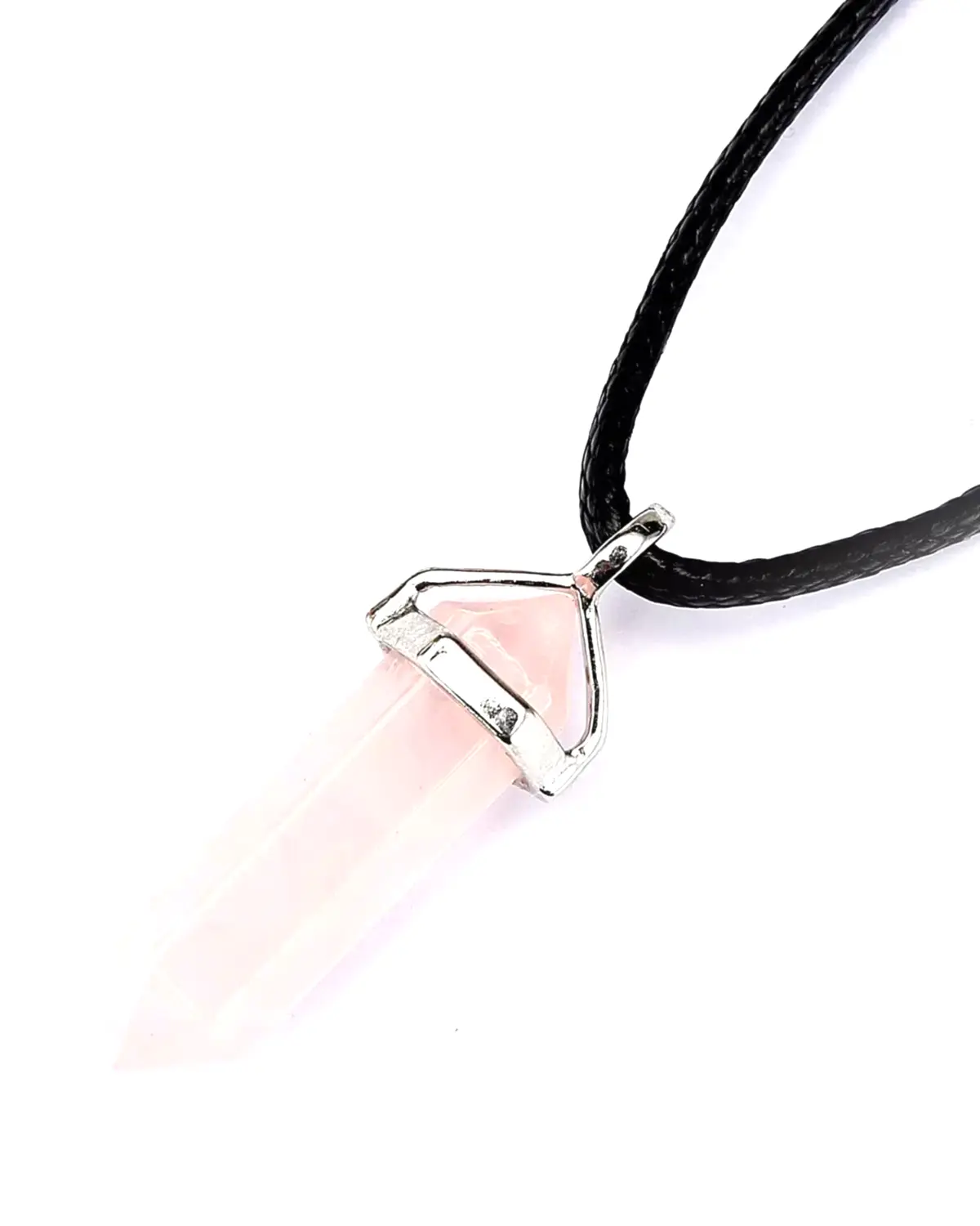 Doğal Pandül Kesim Taşlı Kolye İp Zincirli bbk42 - Pembe