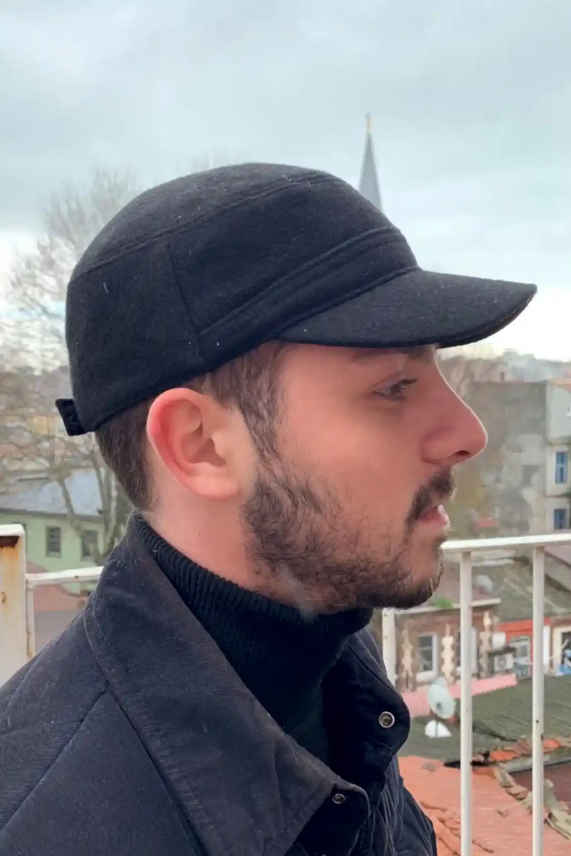 Kaşe Kastro Şapka Erkek Castro Kışlık Yün Şapka cp227 - Siyah