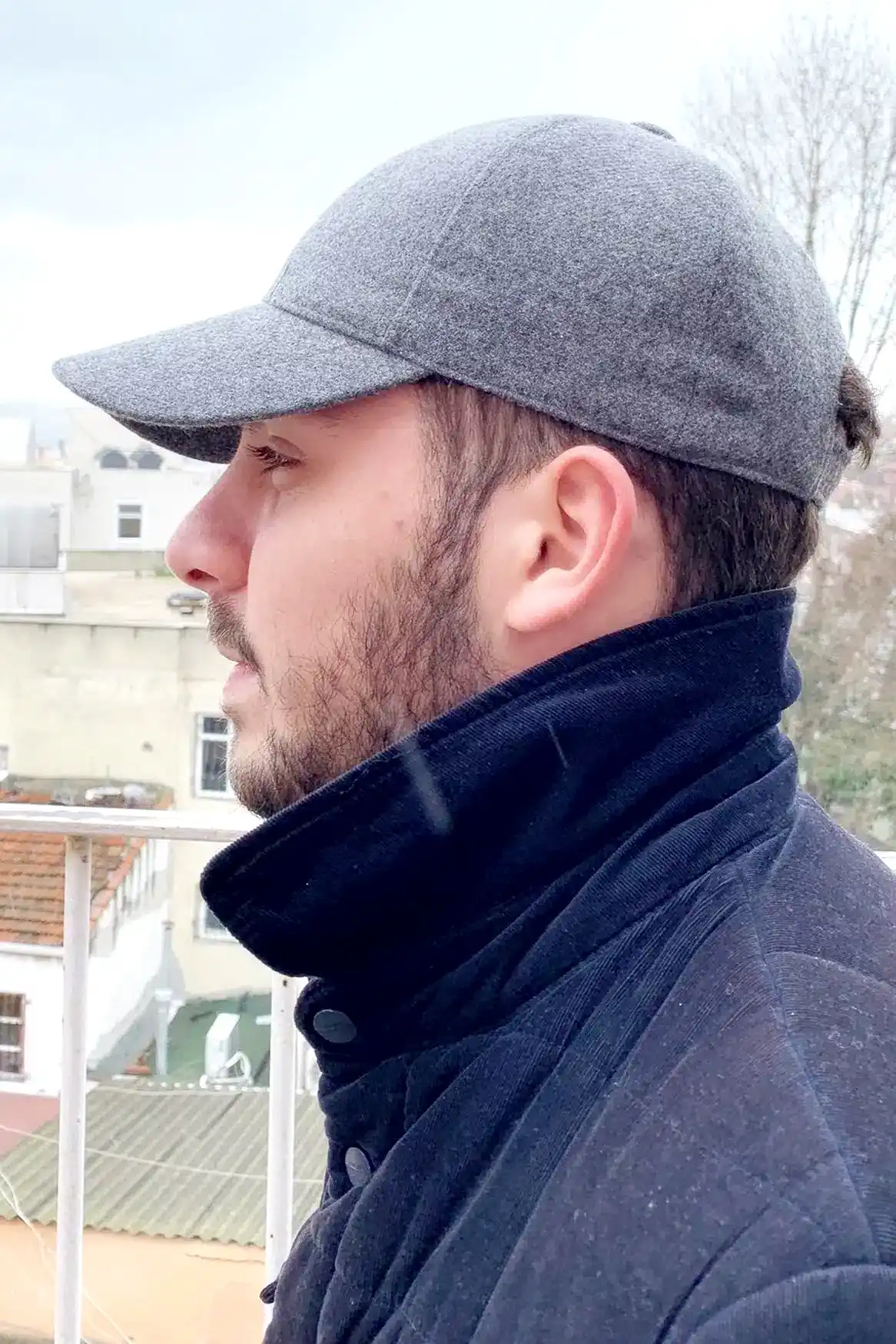 Kışlık Kaşe Beyzbol Kep Erkek Şapka cp225 - Gri