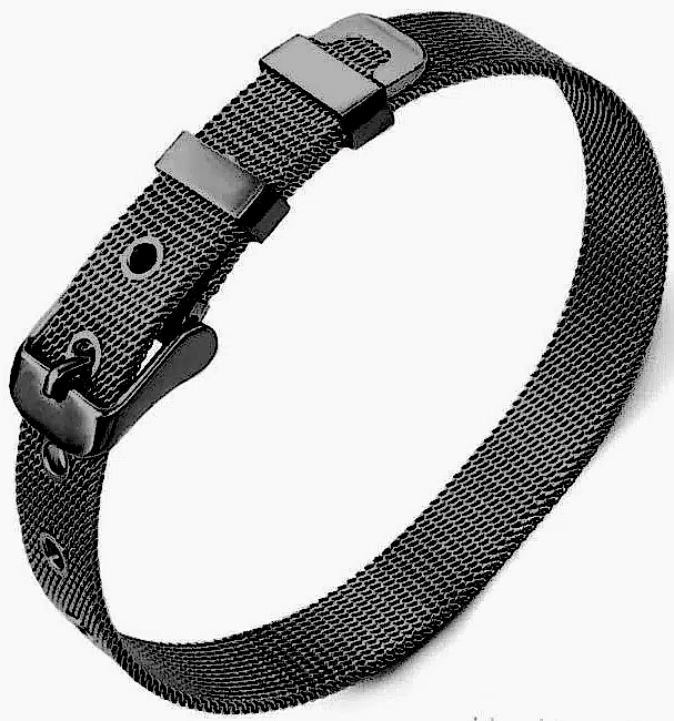 Kordon Kemer Örgü Hasır Erkek Çelik Bileklik scb03 - Siyah