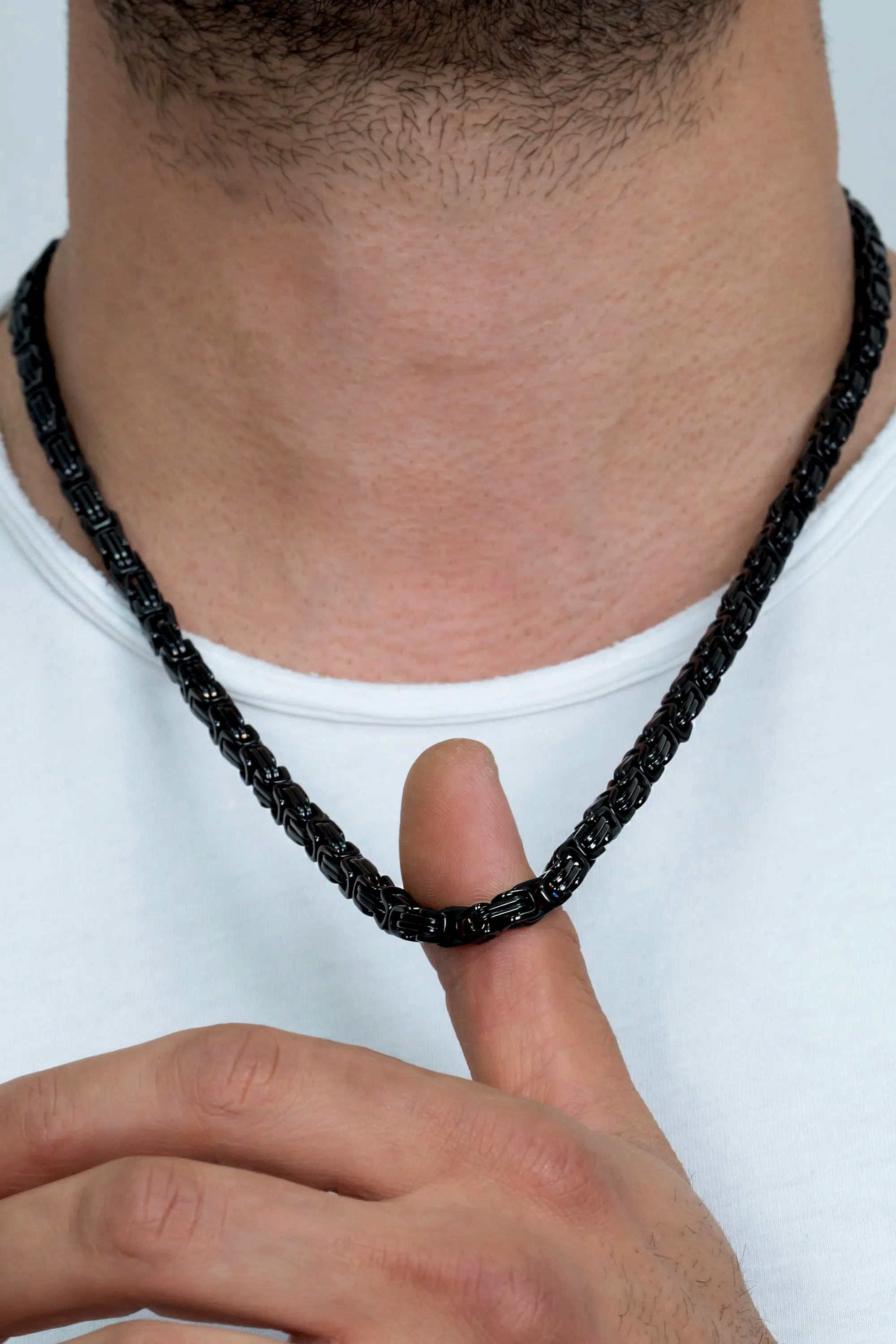 Kral Model Erkek Çelik Zincir Kolye Erkeğe Sevgiliye Hediye ck11t - Siyah