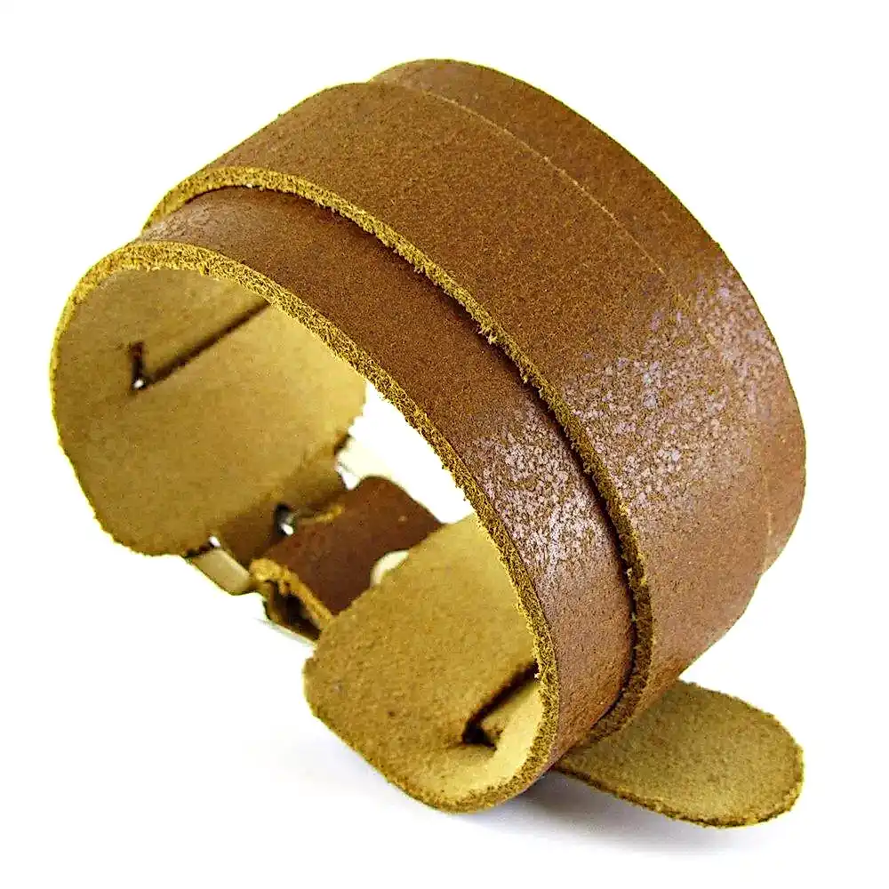 Metal Tokalı Erkek Deri Bileklik Boyu Ayarlanabilir adb13 - Taba