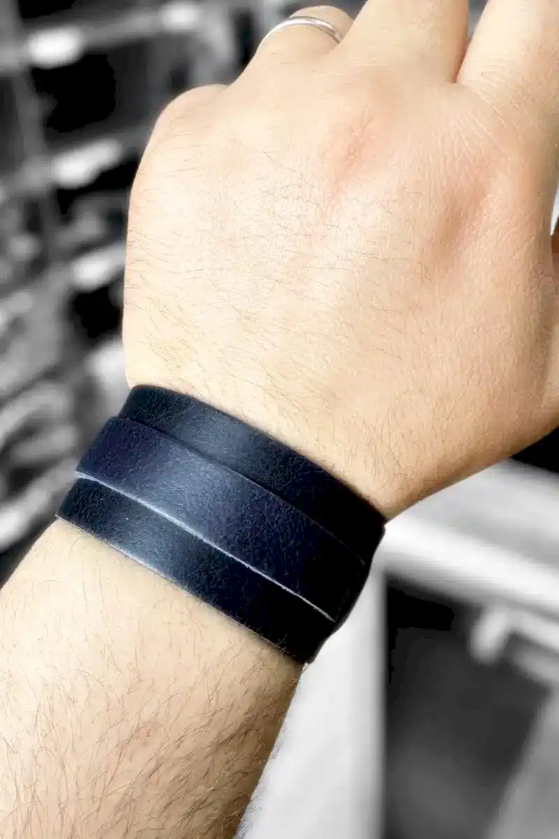 Boyu Ayarlanabilir Metal Tokalı Erkek Deri Bileklik adb13-2 - Lacivert