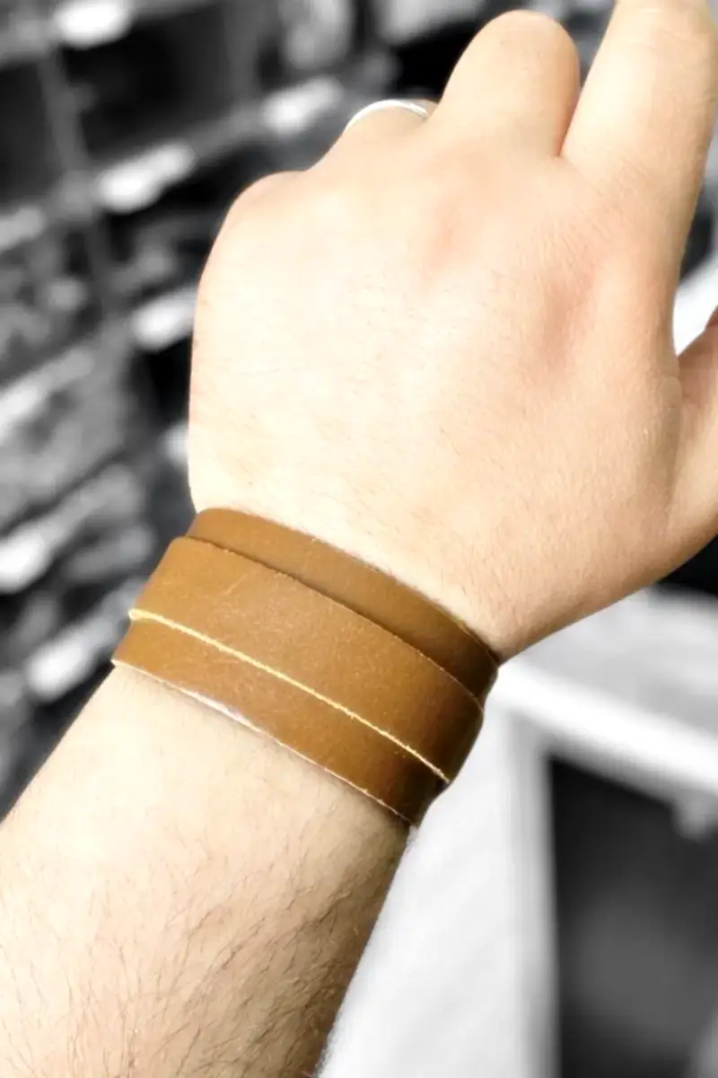 Boyu Ayarlanabilir Metal Tokalı Erkek Deri Bileklik adb13-2 - Taba