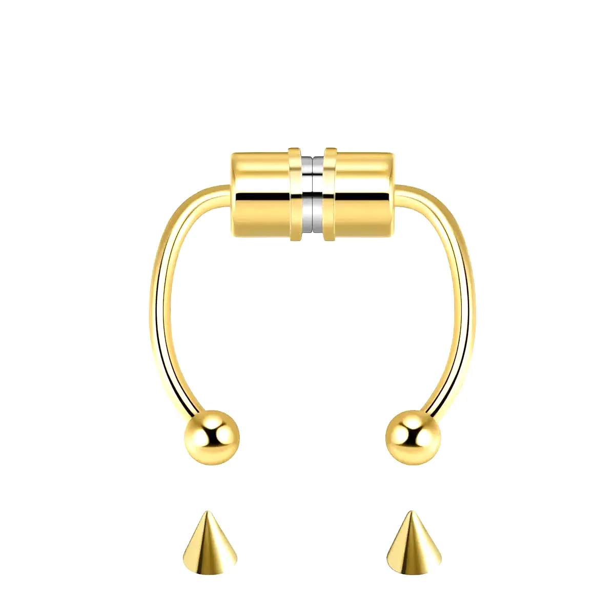 Paslanmaz Çelik Burun Fake Piercing Septum Mıknatıslı ecp01 - Sarı