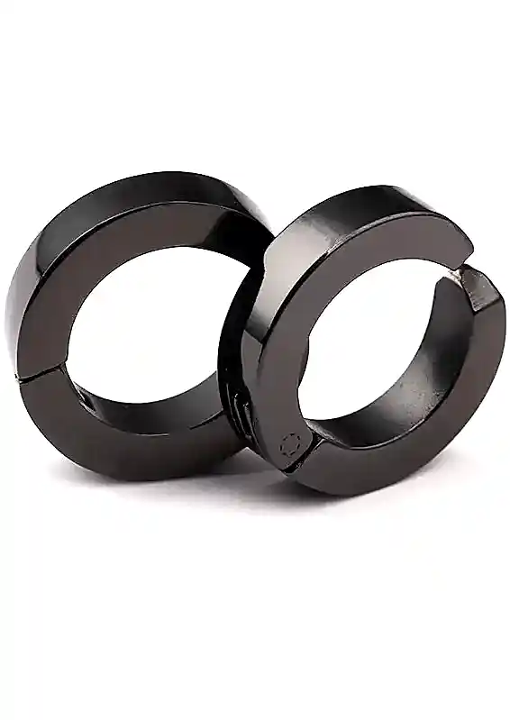 Sıkıştırmalı Erkek Çelik Küpe Kalın 6mm Deliksiz Kulaklara mse2 - Siyah