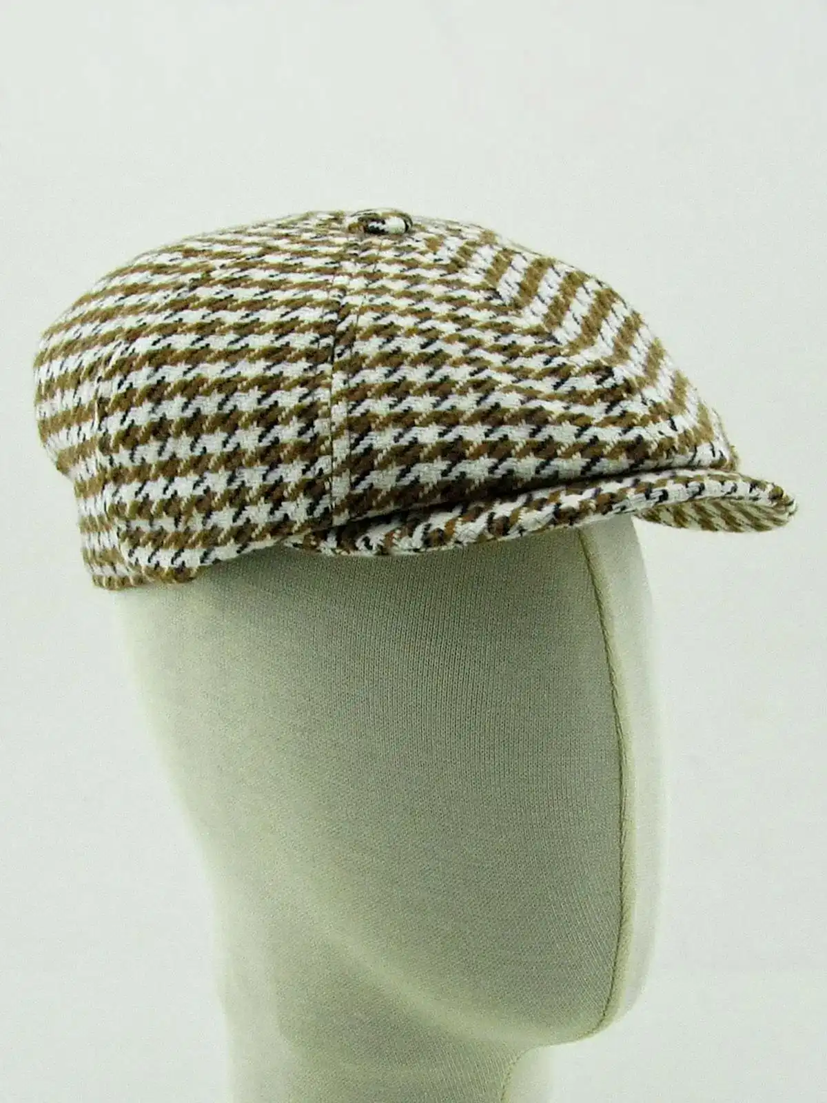 Erkek Kasket Baretta Kışlık Şapka Beckham Model Peaky Blinders Şapka cp231 - Kahve Beyaz