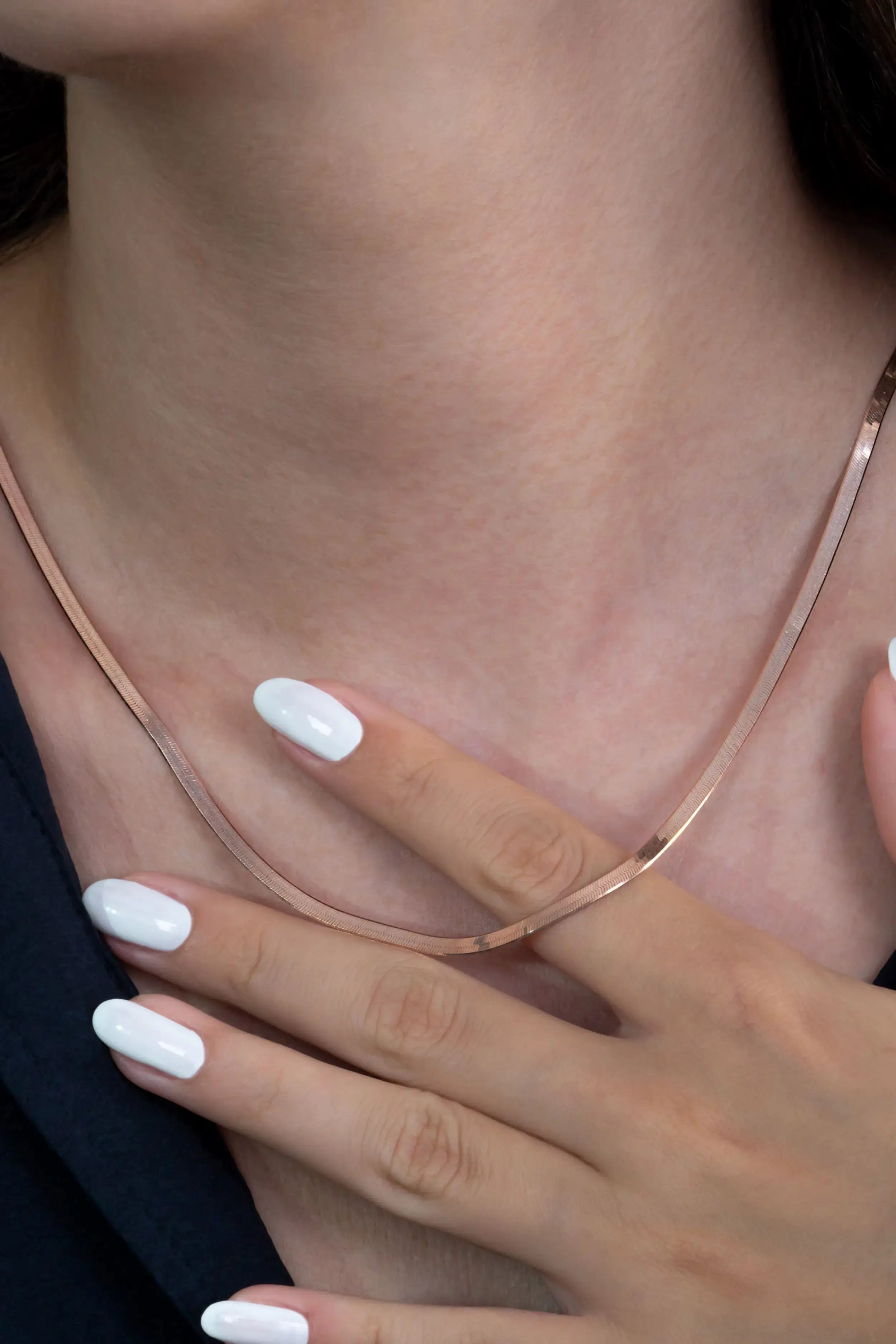 Kadın Snake Yılan Yassı Gümüş Kolye Zincir 50cm 6gr Üç Renk msn21 - Pembe