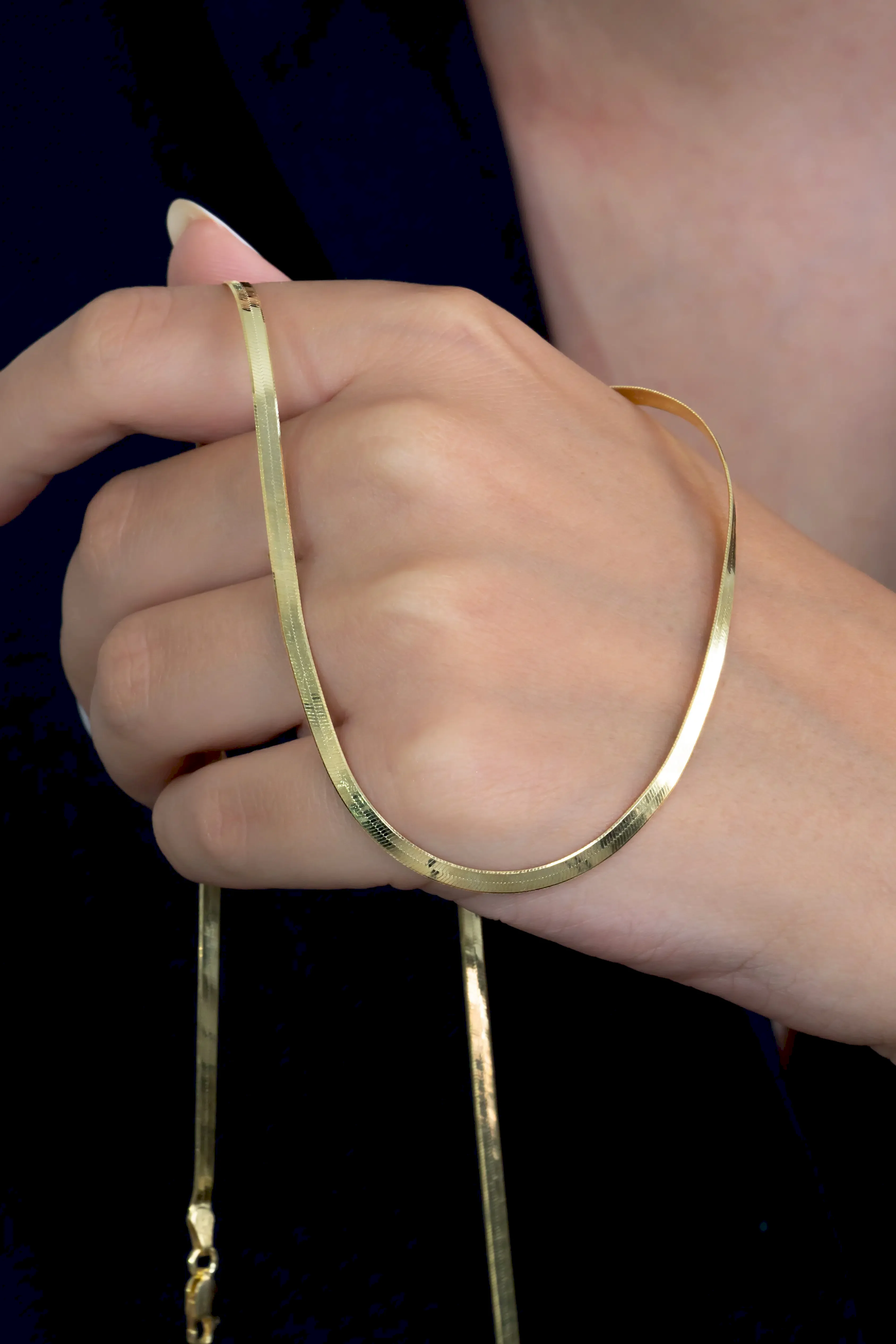 Kadın Snake Yılan Yassı Gümüş Kolye Zincir 50cm 6gr Üç Renk msn21 - Sarı