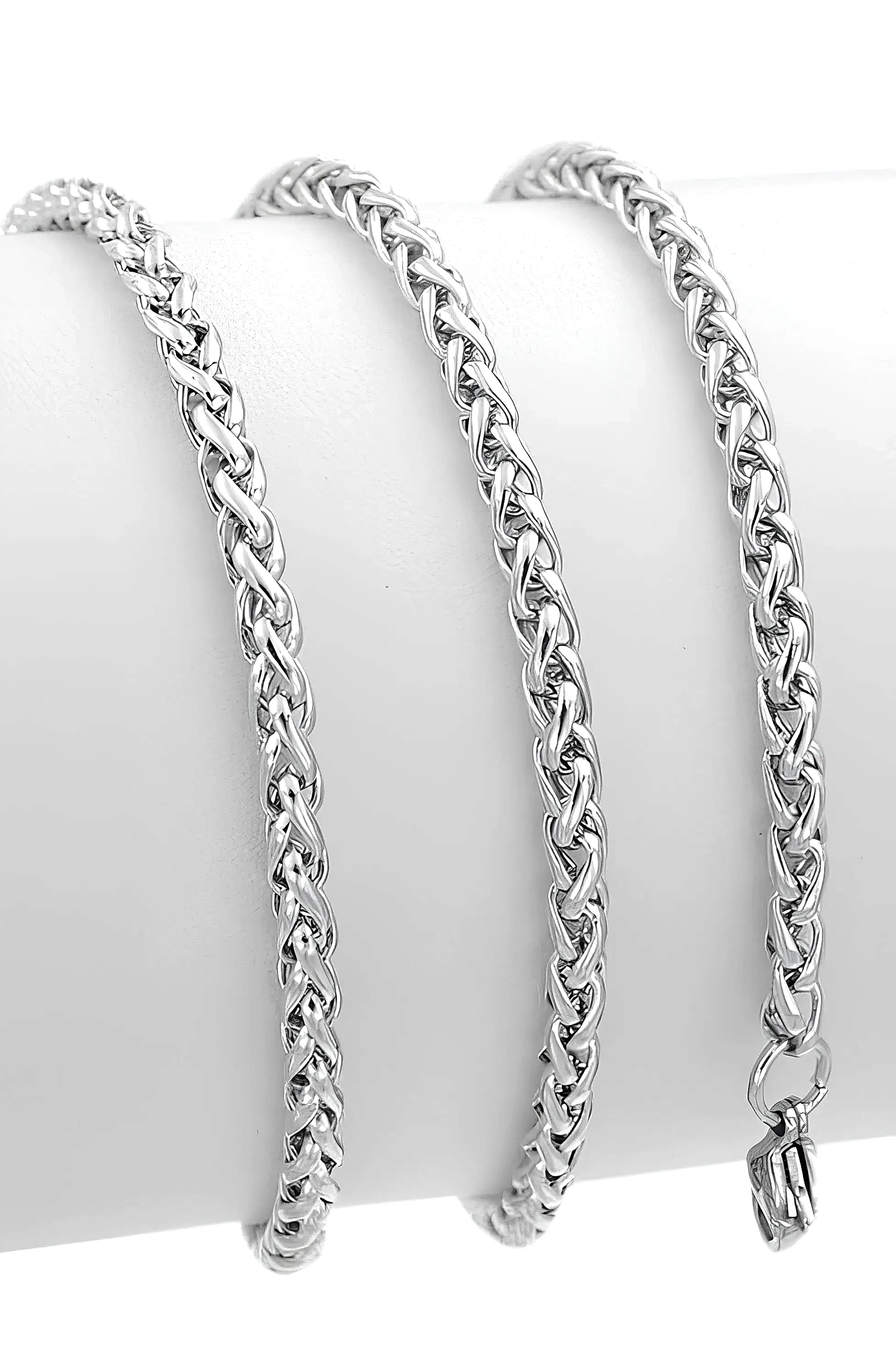 Spor Yuvarlak Tilki Kuyruğu Erkek Çelik Zincir Kolye 5mm k60 - Beyaz