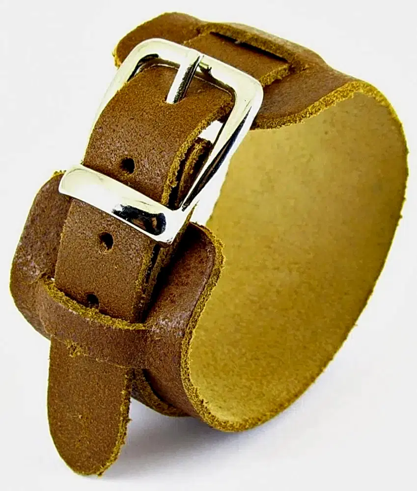 Tokalı Erkek Deri Bileklik Geniş Kemer Model adb13 - Taba