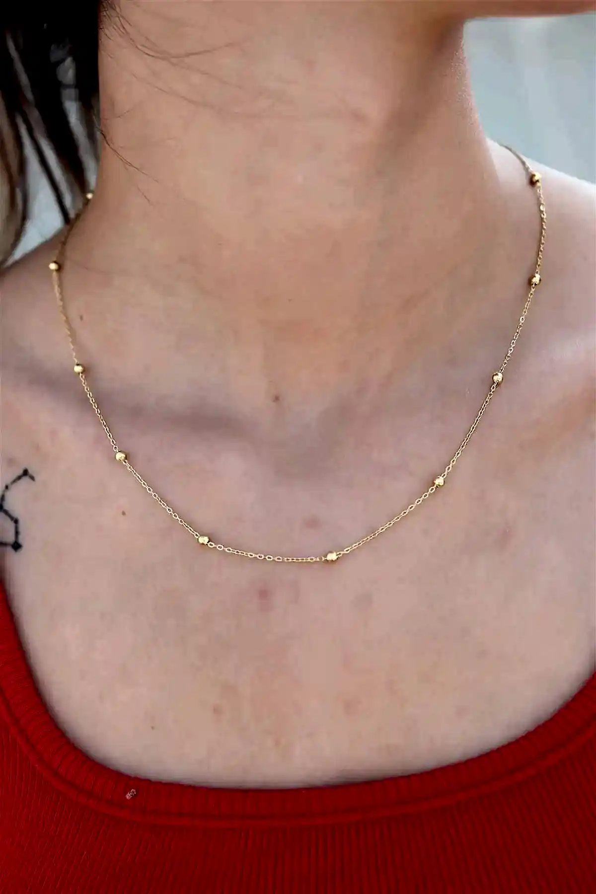 Toplu Forse Bayan Gümüş Zincir Kolye 45 cm wsn212 - Sarı