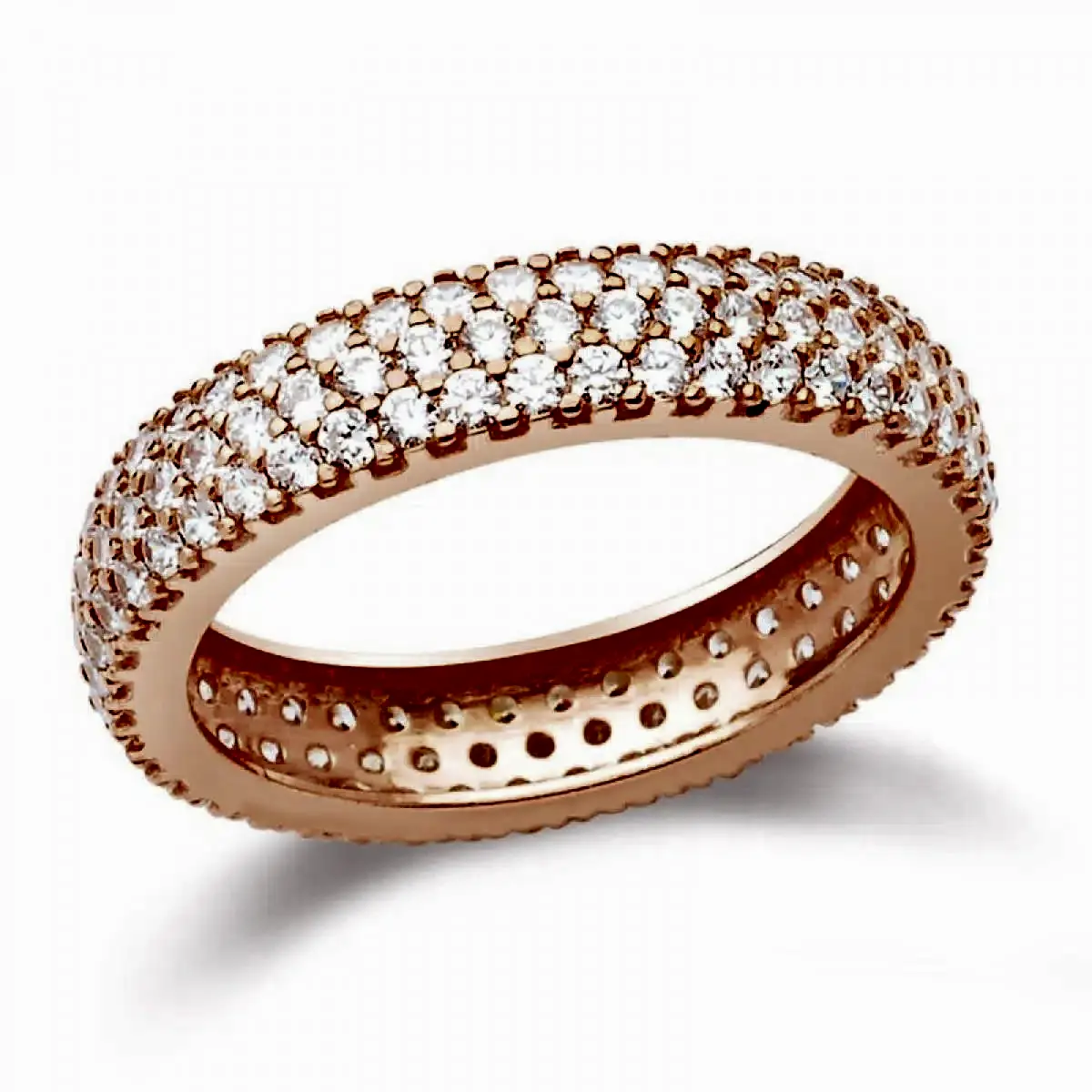 Üç Sıra Taşlı Gümüş Tamtur Yüzük Pembe Sevgiliye Eşe Anneye Hediye tgy17p