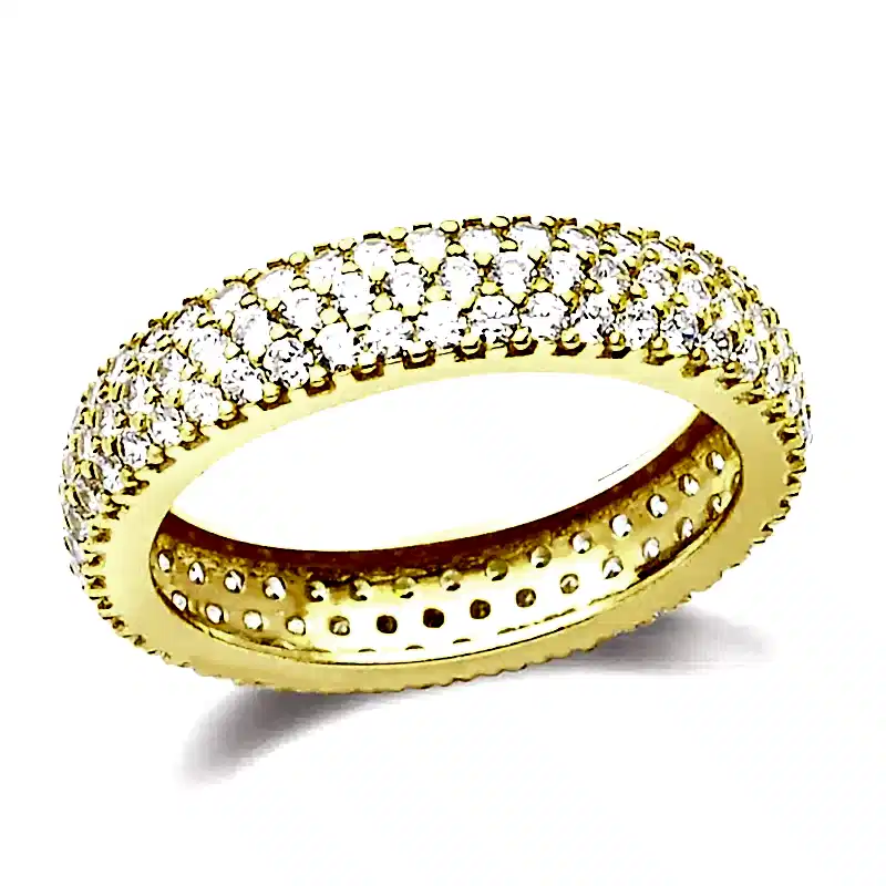 Üç Sıra Taşlı Gümüş Tamtur Yüzük Sevgiliye Eşe Anneye Hediye tgy17 - Sarı