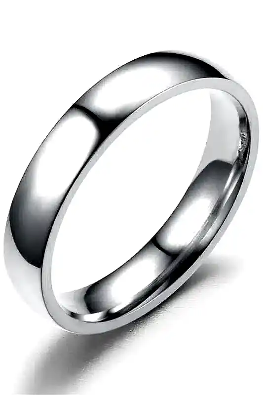 Unisex 4mm İnce Bombeli Erkek Kadın Çelik Alyans Yüzük cl18 - Beyaz