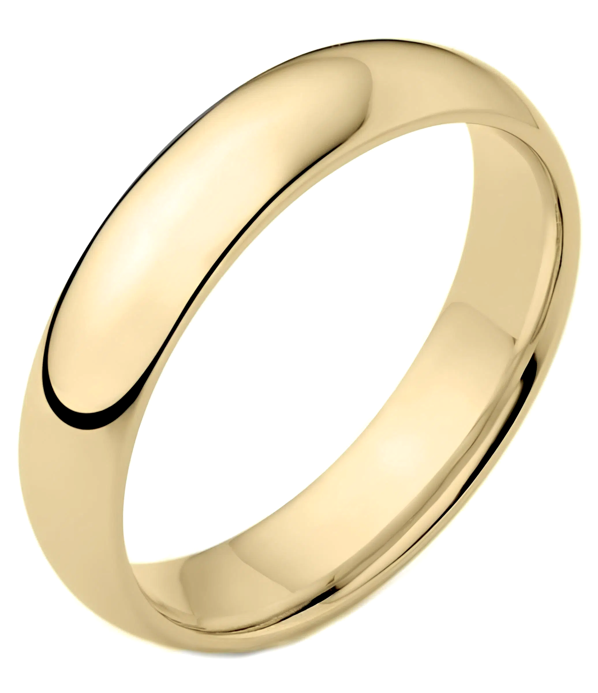 Unisex 6mm Parlak Bombeli Erkek Kadın Çelik Alyans Yüzük tca - Sarı