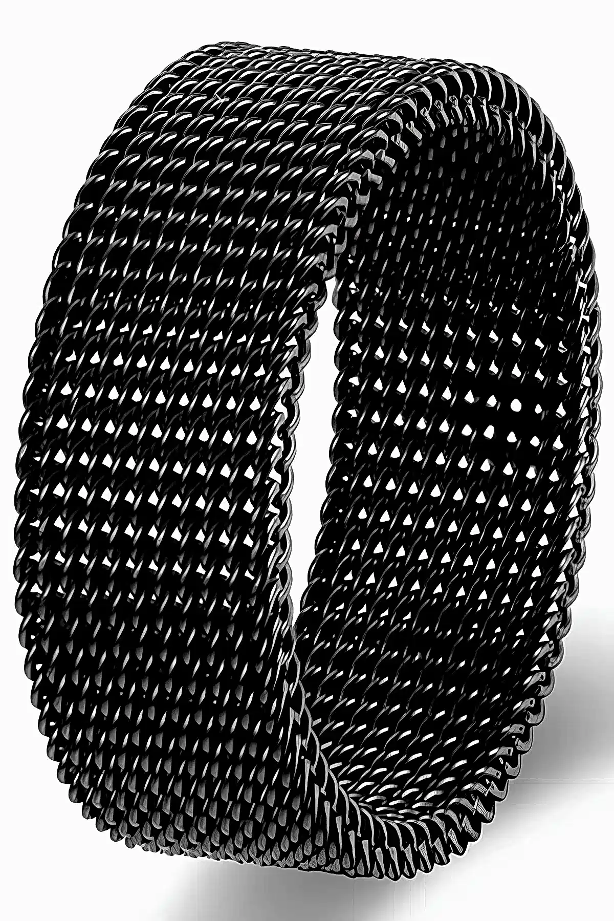 Unisex 8mm Esnek Örgü Hasır Çelik Yüzük sb1sb2 - Siyah