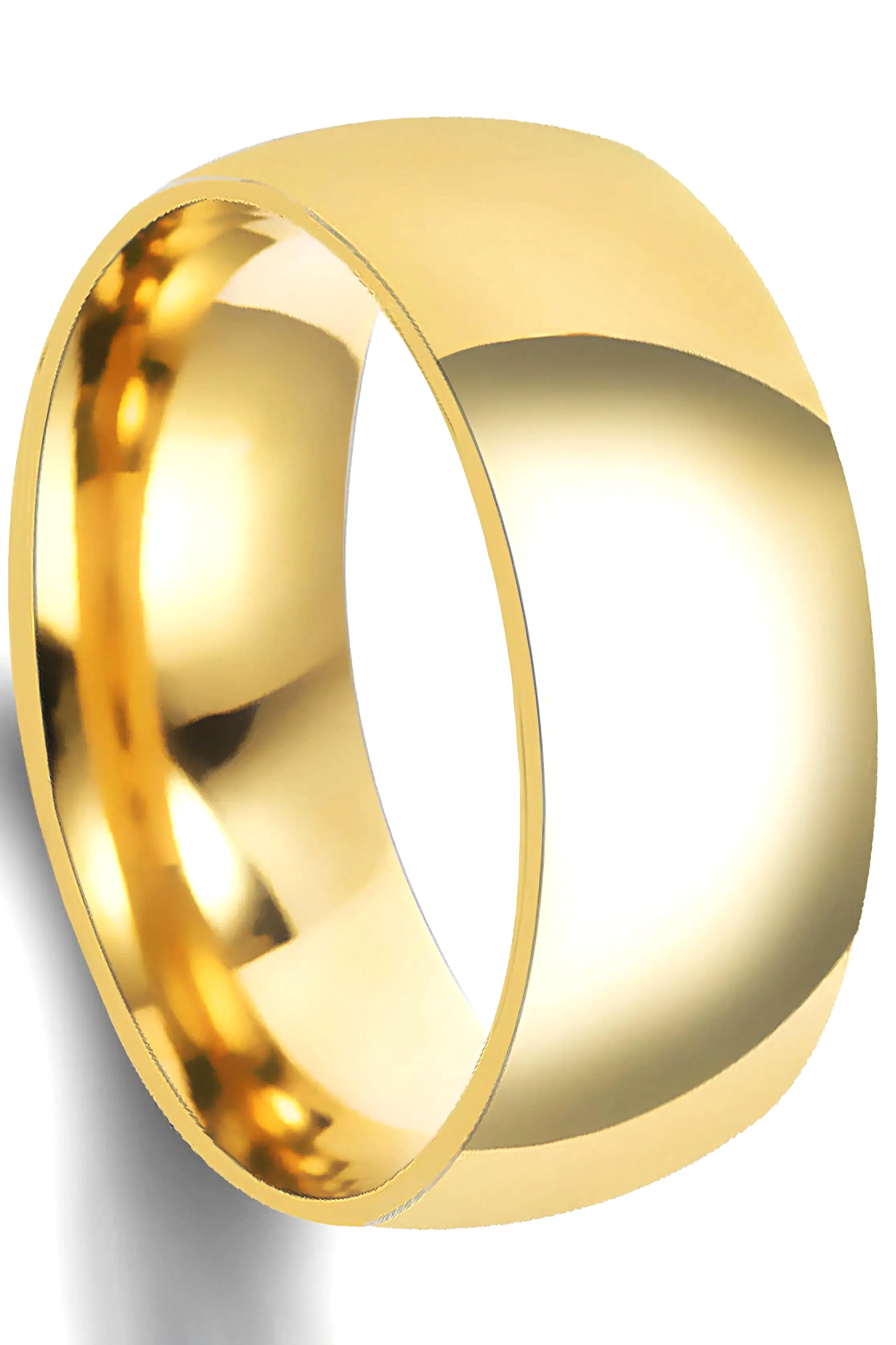 Unisex 8mm Geniş Bombeli Erkek Kadın Çelik Alyans Yüzük cl19 - Sarı